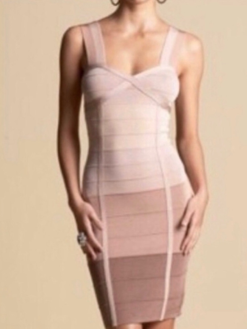 Bebe Y2K Neutral Ombre Bandage Bodycon Dress S NWT